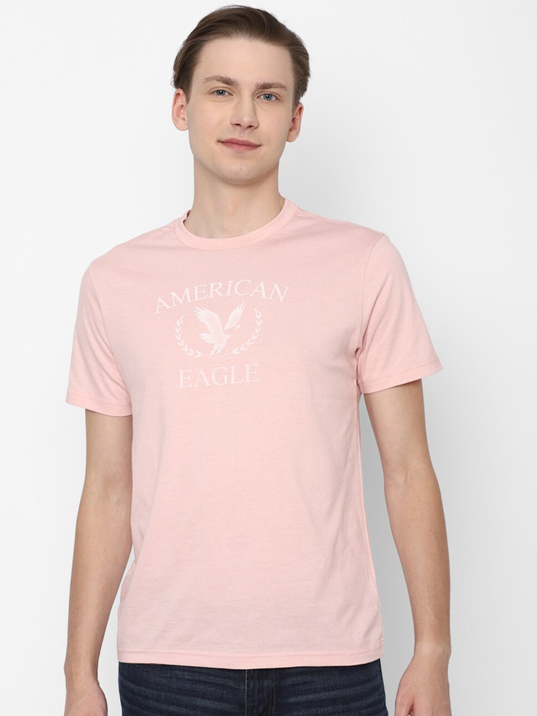 

AMERICAN EAGLE OUTFITTERS Typography Printed Round Neck T-shirt, Pink