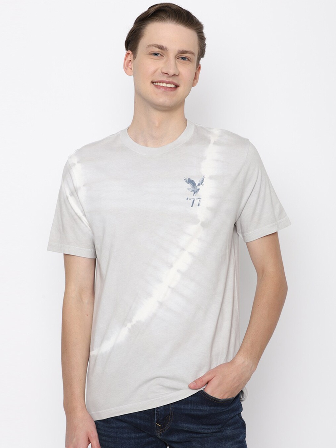 

AMERICAN EAGLE OUTFITTERS Tie & Dye Dyed Pure Cotton T-shirt, Grey