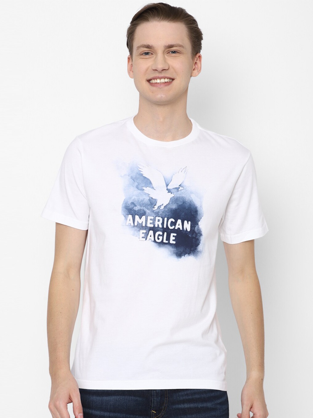 

AMERICAN EAGLE OUTFITTERS Typography Printed Round Neck Pure Cotton T-shirt, White