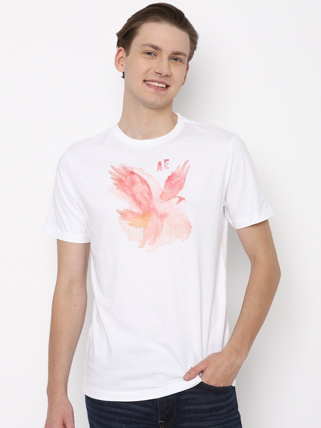 

AMERICAN EAGLE OUTFITTERS Graphic Printed Pure Cotton T-shirt, White