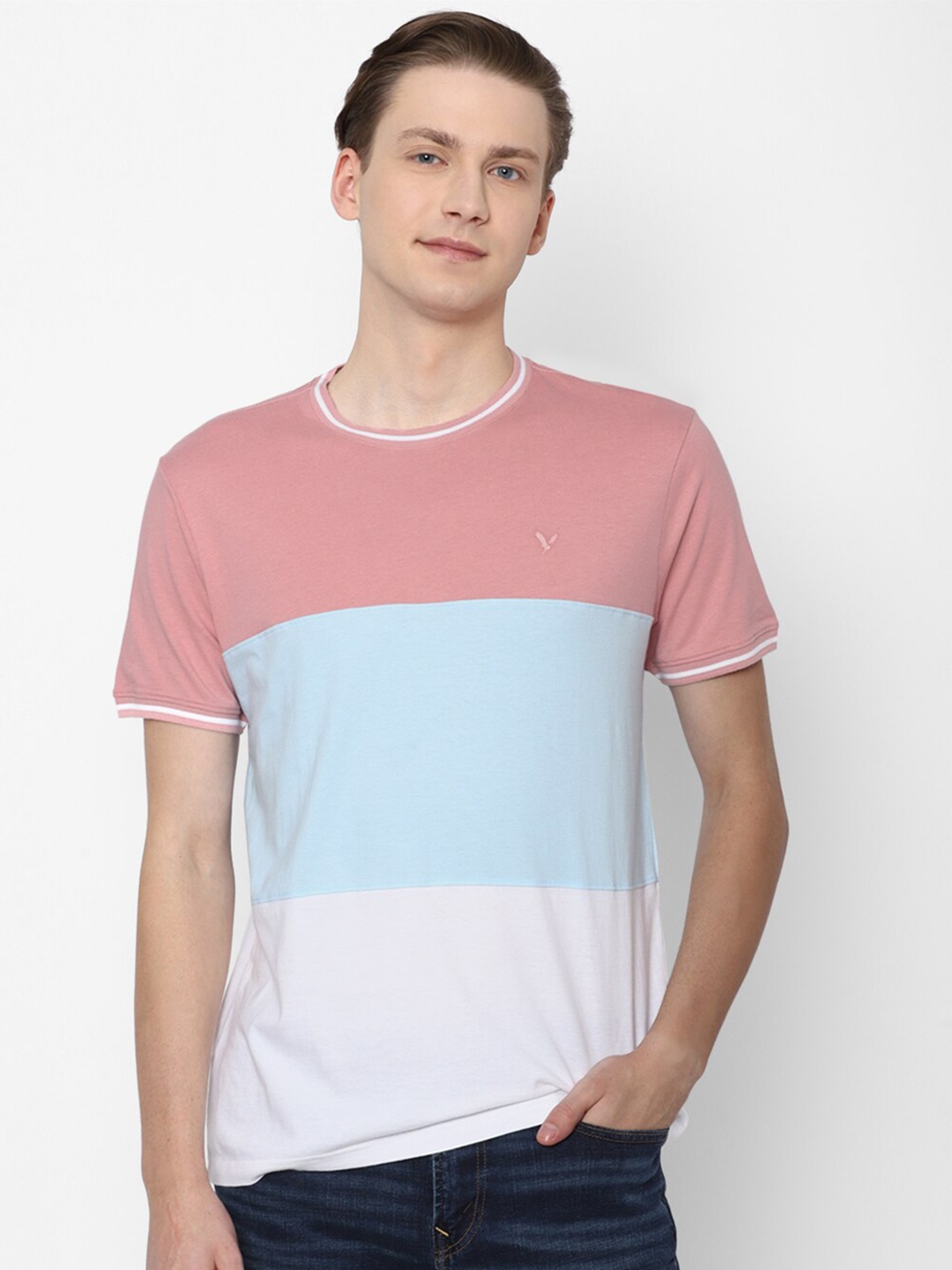 

AMERICAN EAGLE OUTFITTERS Colourblocked Pure Cotton T-shirt, Pink