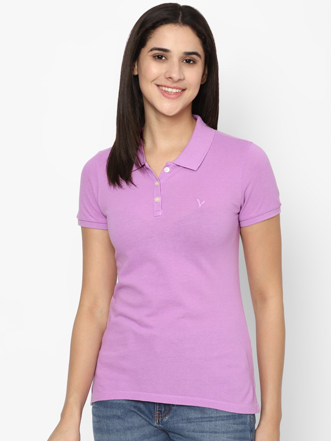 

AMERICAN EAGLE OUTFITTERS Polo Collar Slim Fit Pure Cotton T-shirt, Purple