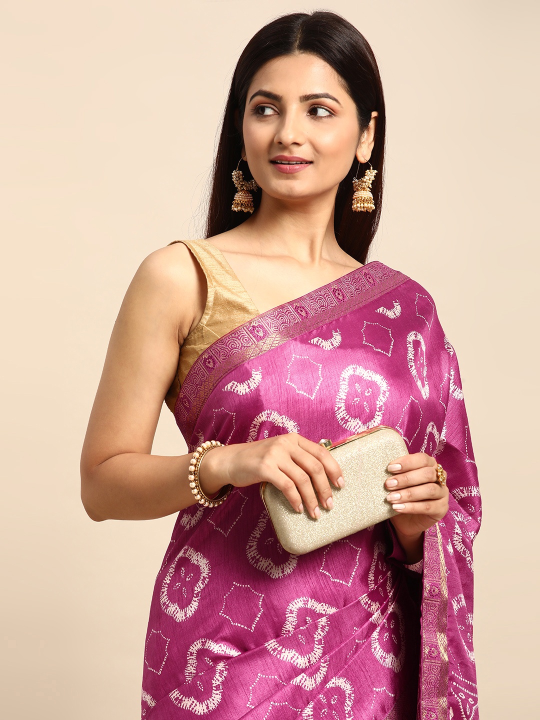 

HERE&NOW Abstract Printed Saree, Purple