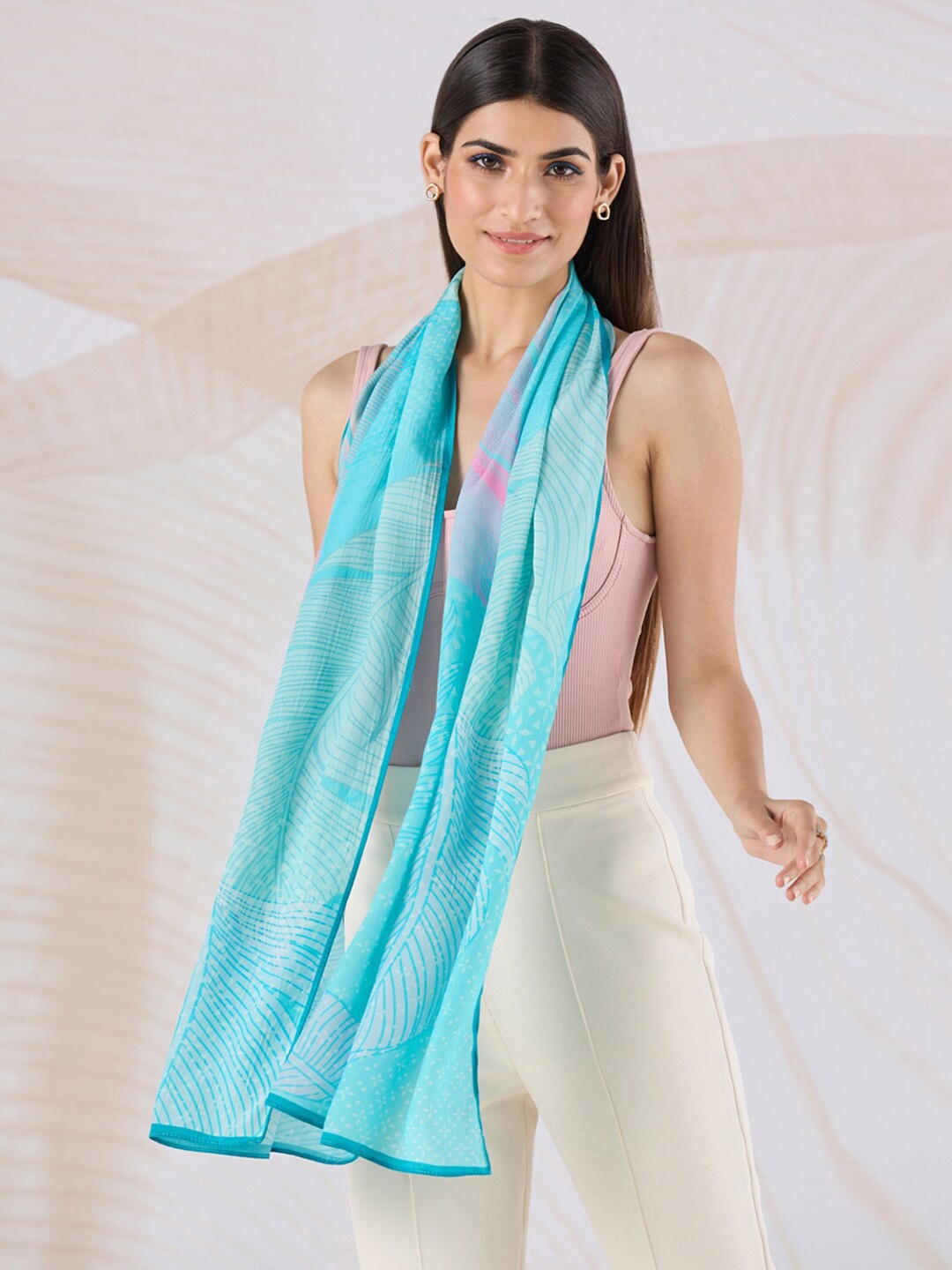 

navyasa by liva Floral Printed Stole, Blue