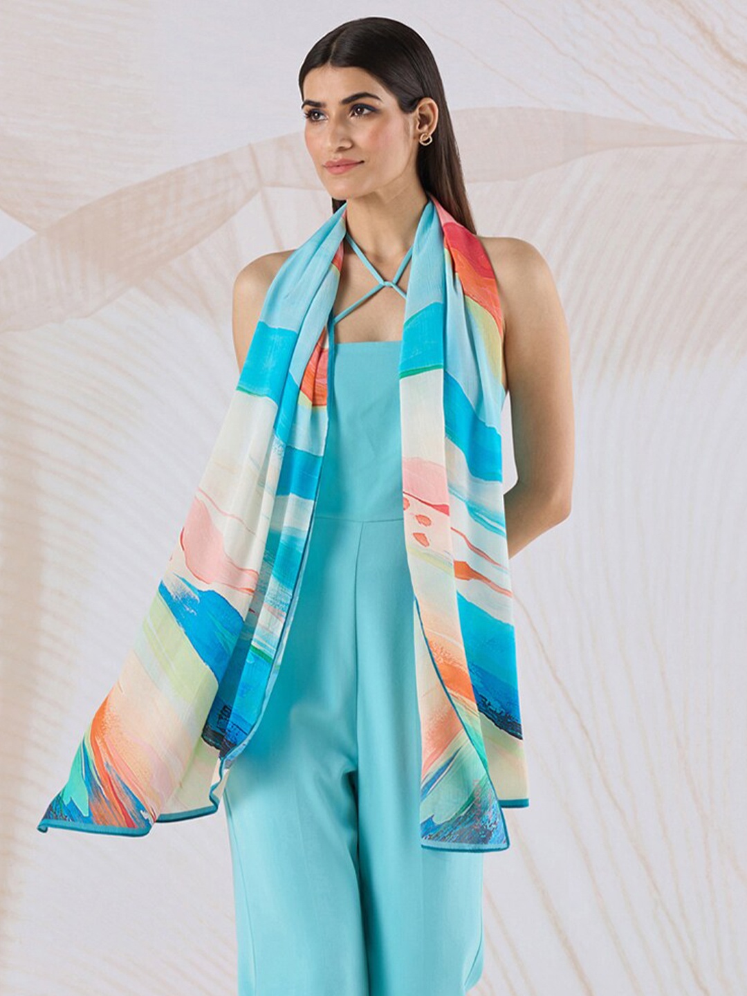 

navyasa by liva Abstract Printed Stole, Blue