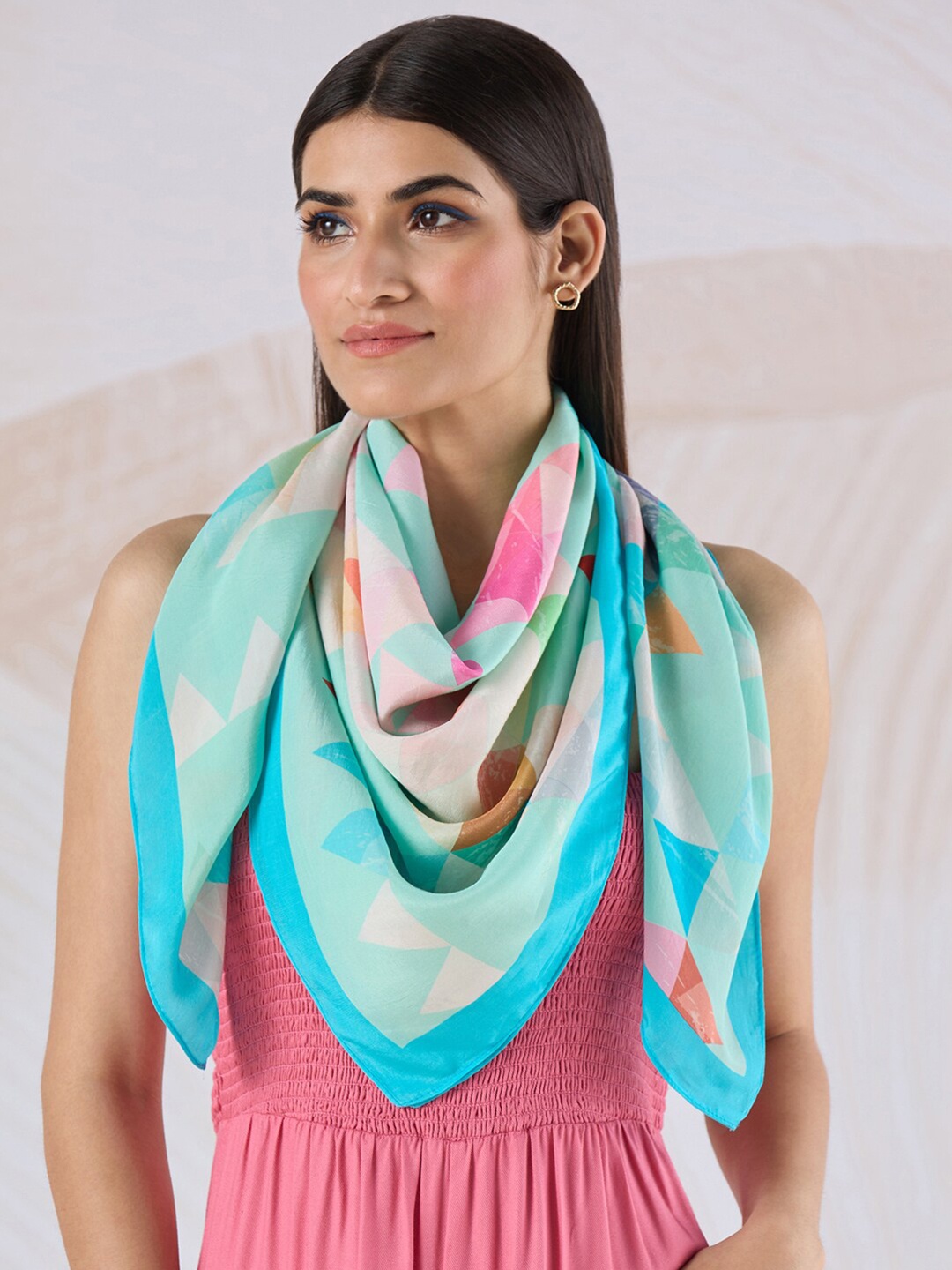 

navyasa by liva Geometric Printed Stole, Blue