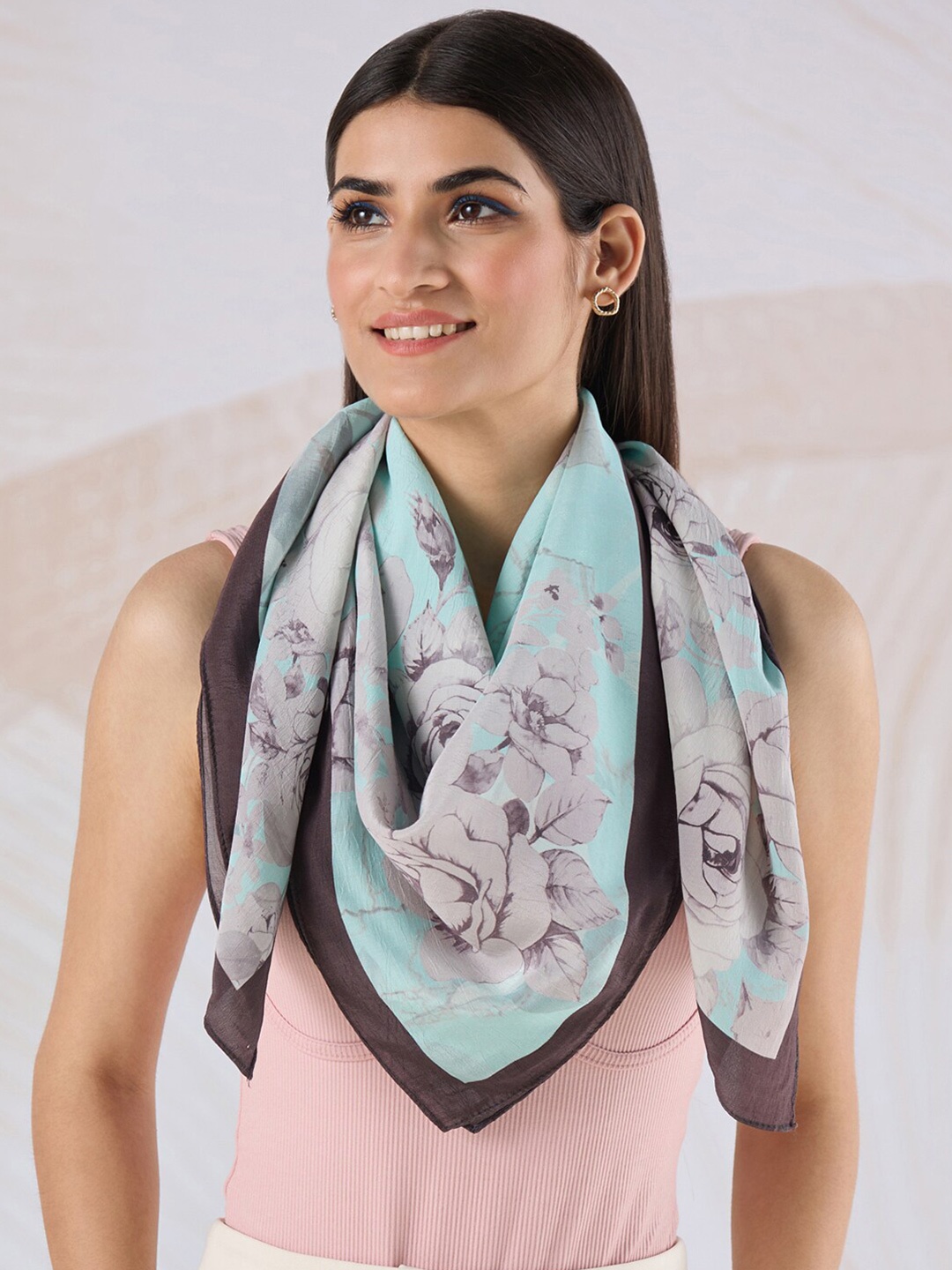 

navyasa by liva Floral Printed Stole, Blue