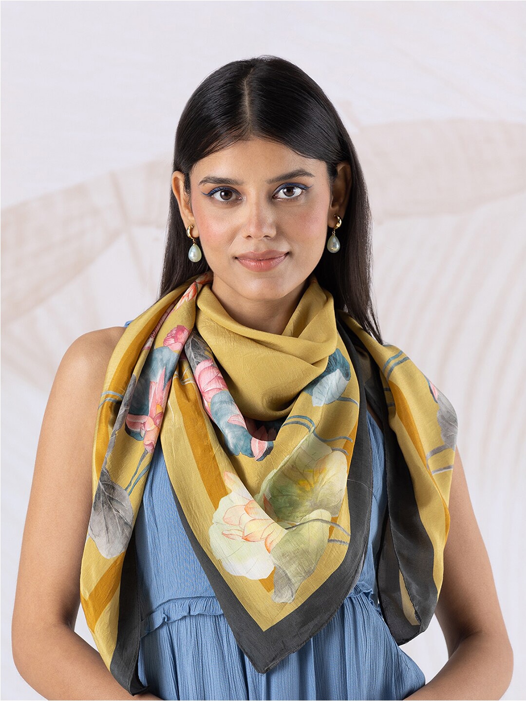 

navyasa by liva Floral Printed Stole, Yellow