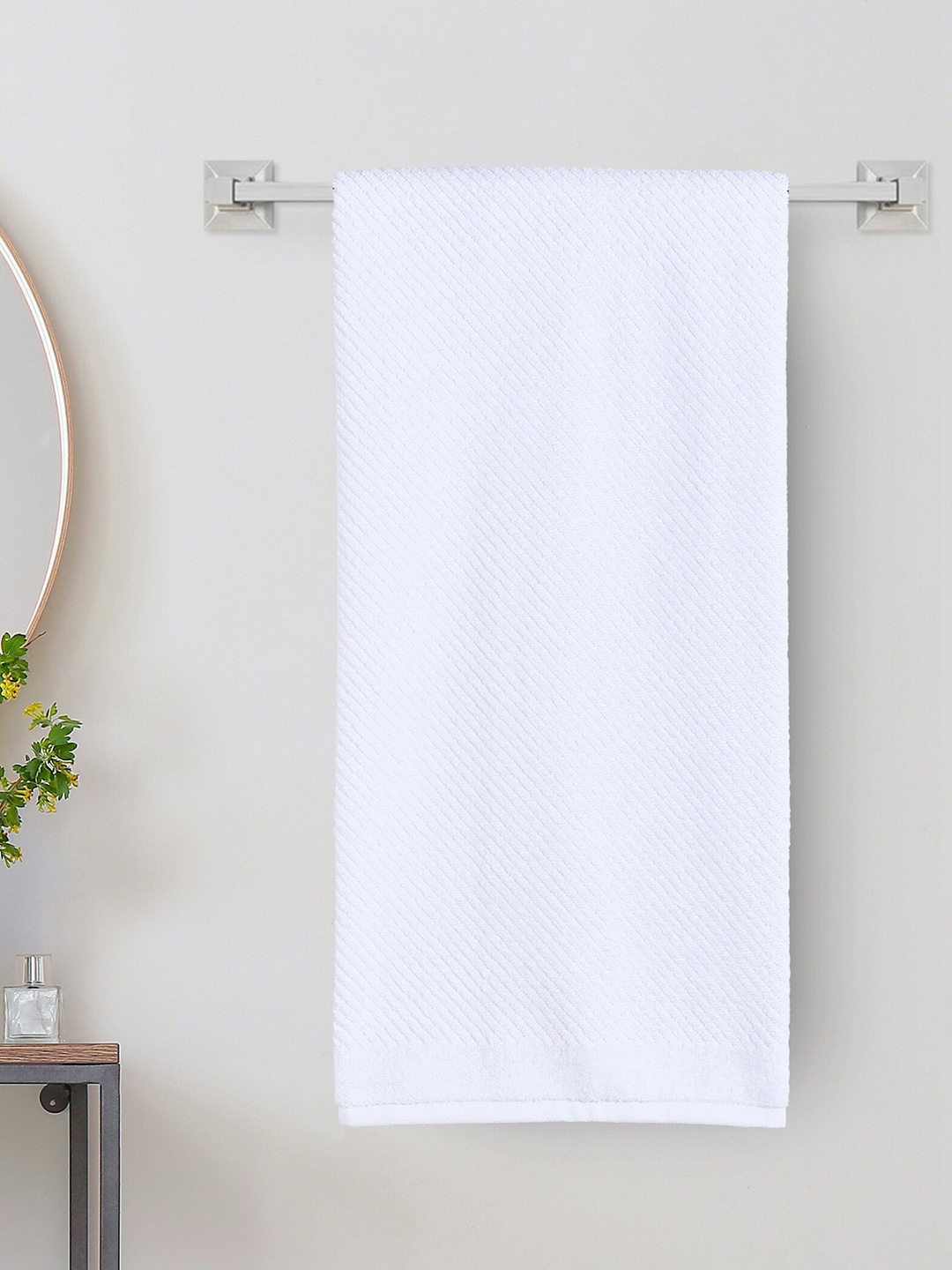 

Home Centre White Cotton Self-Pattern 500GSM Bath Towel