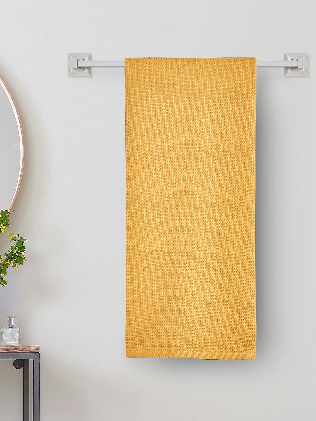 

Home Centre Checked Cotton 350 GSM Pacific Emery Bath Towel, Yellow