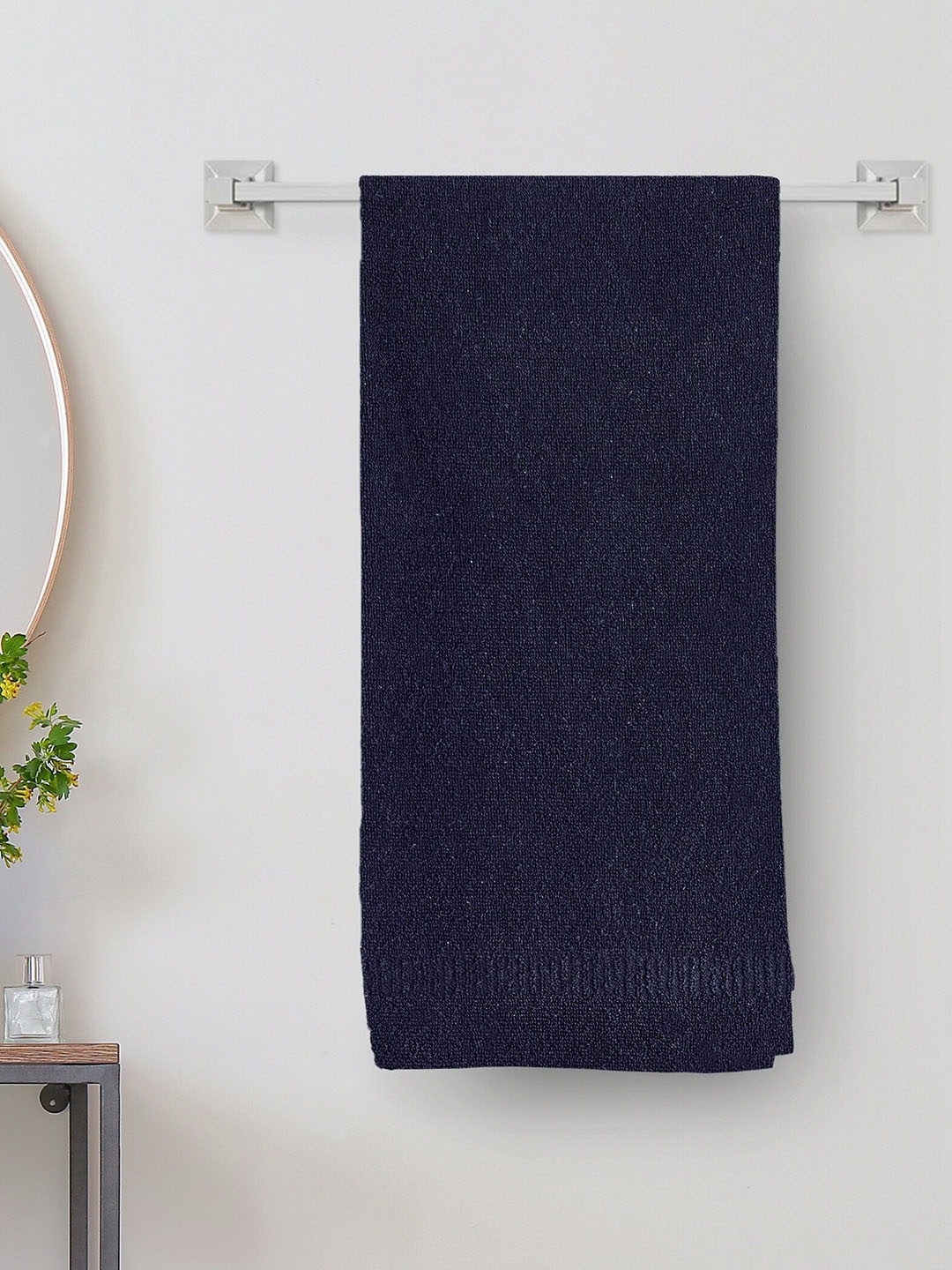 

Home Centre Pacific Emery Navy Blue Self-Designed 350 GSM Cotton Bath Towel