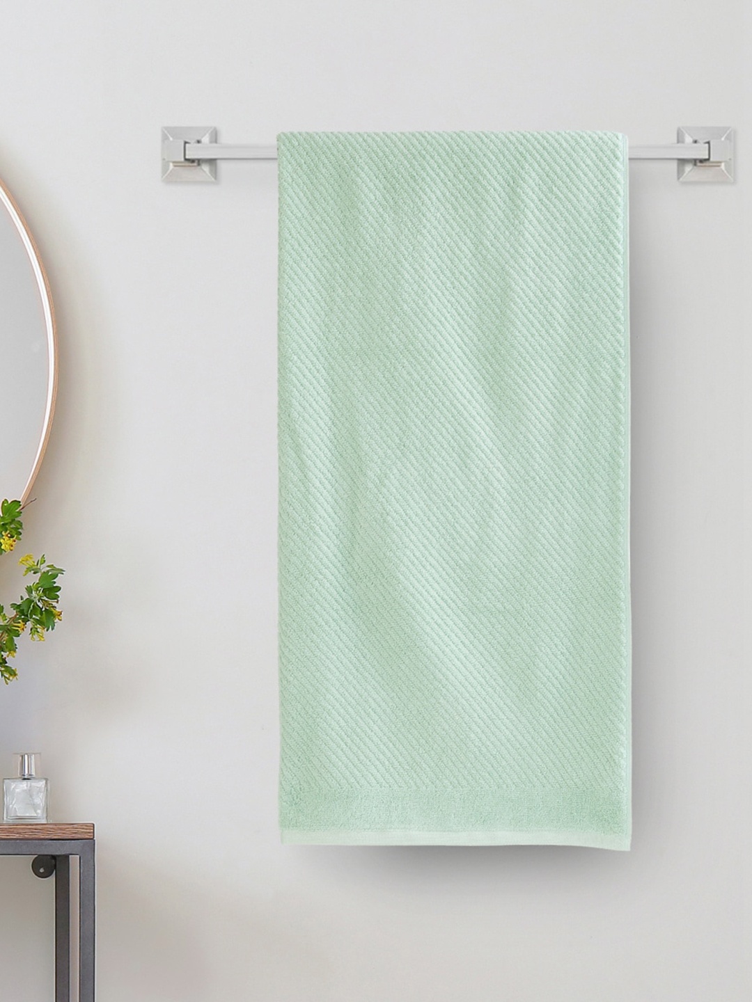 

Home Centre Color Refresh Mint-Green Self-Designed 500 GSM Cotton Bath Towel