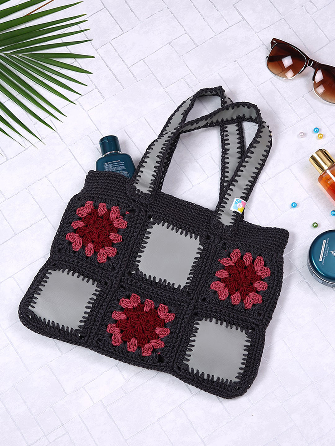 

Magic Needles Self Designed Structured Pure Cotton Shoulder Bag, Grey