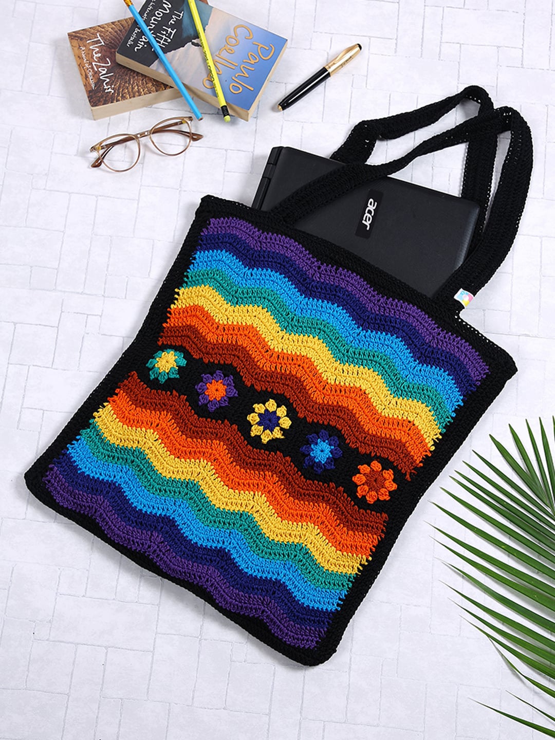 

Magic Needles Self Designed Structured Pure Cotton Shoulder Bag, Purple
