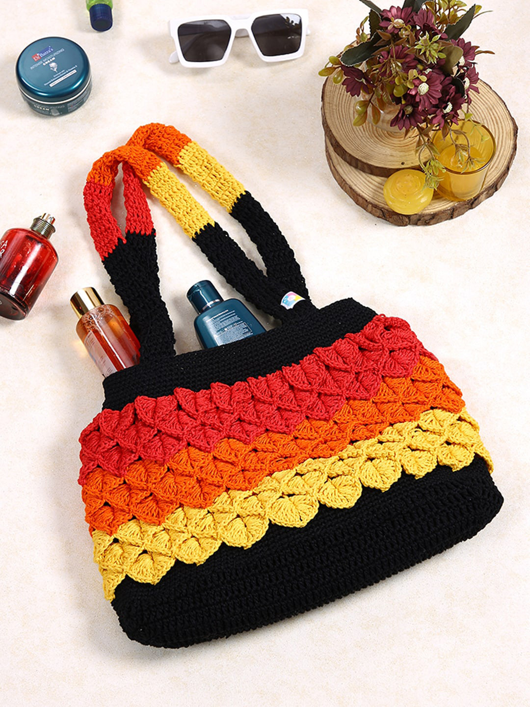 

Magic Needles Crochet Cotton Handheld Bag, Black