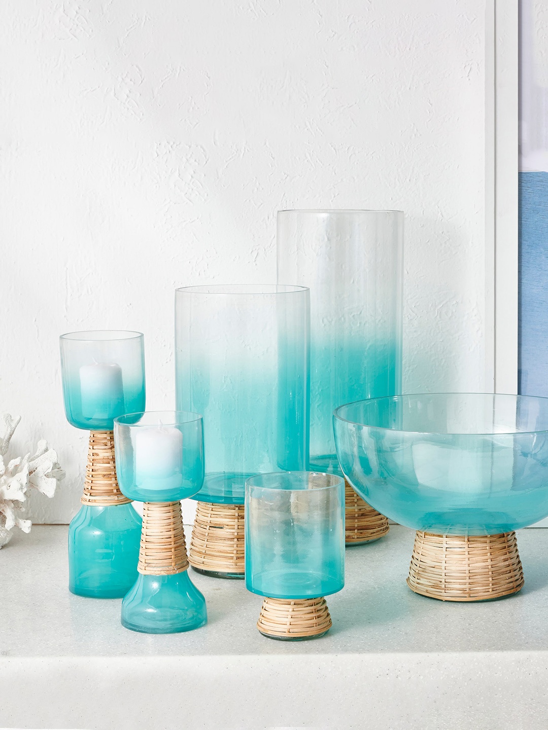 

Home Centre Splendid Santorini Blue Hurricane Candle Holder