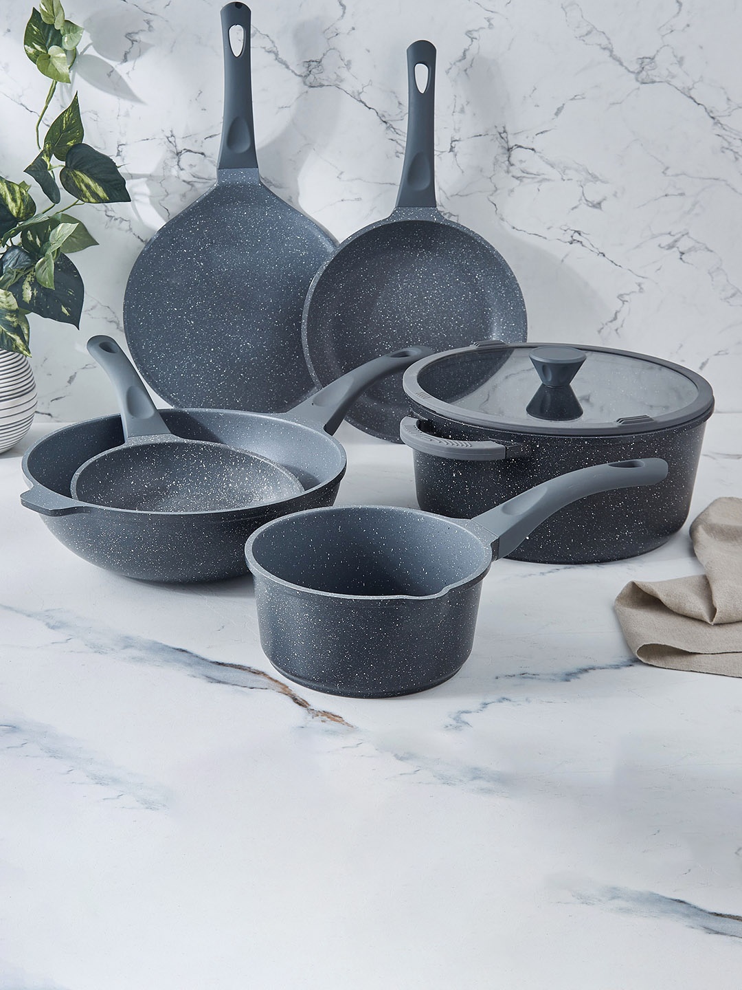 

Home Centre Marshmallow Adele Grey Textured Aluminium Non-Stick Fry Pan - 29cm