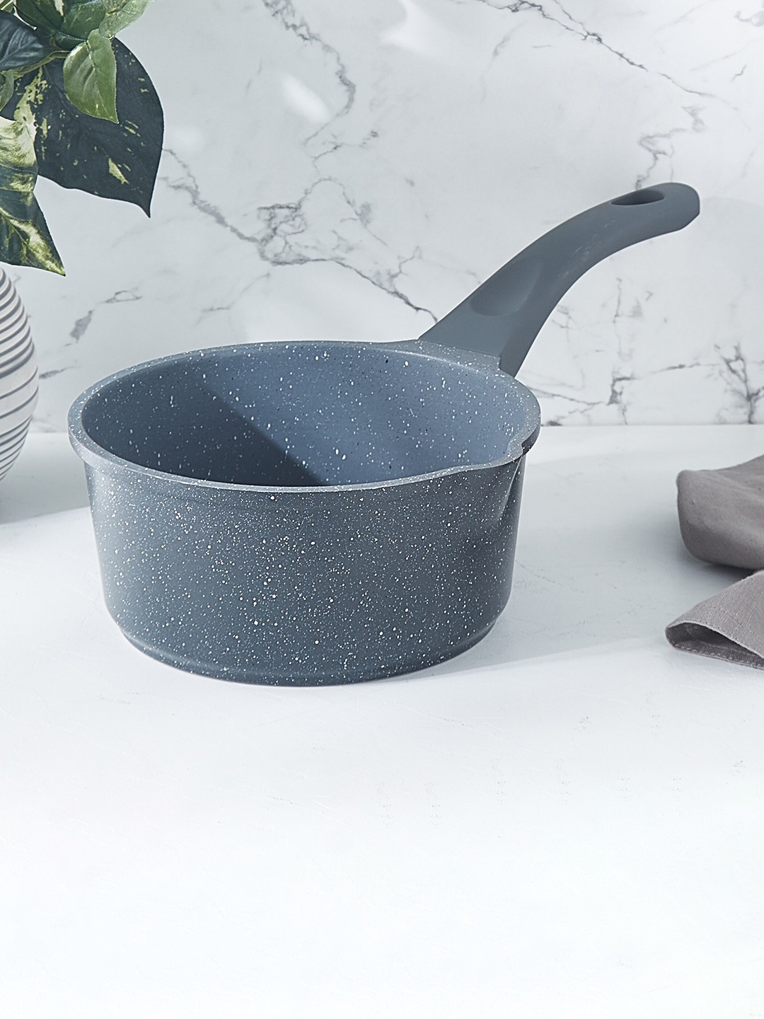 

Home Centre Marshmallow Adele Die Cast Grey Non-stick Milk Pan - 1.9L