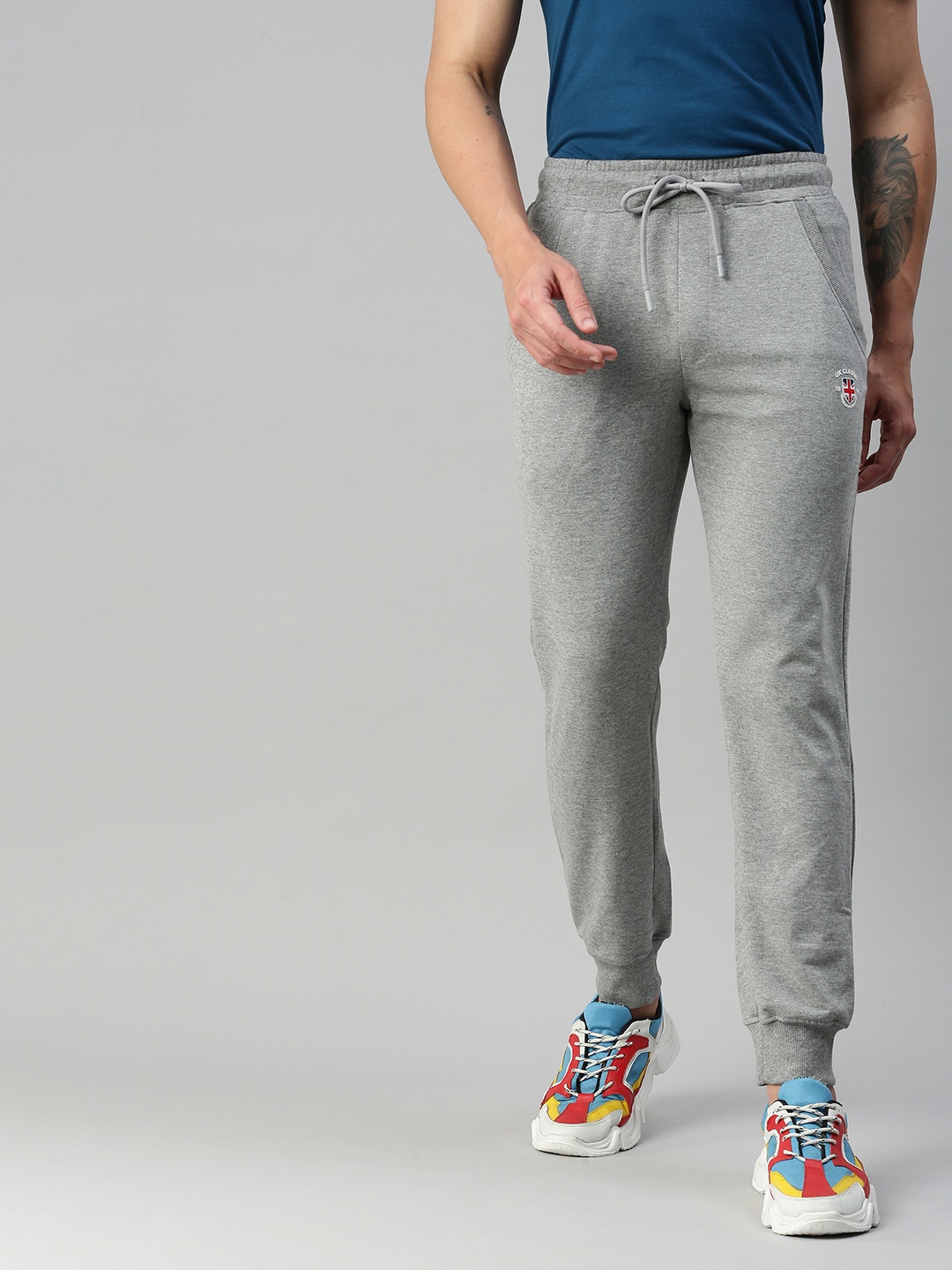 

ONN Men Cotton Anti Odour Joggers, Grey melange
