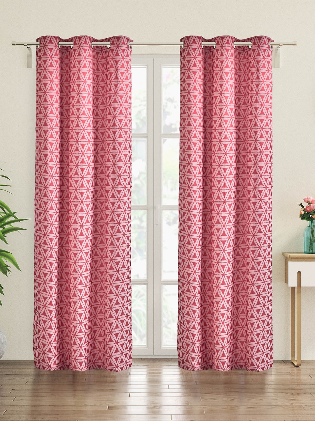 

Home Centre Griffin Pink Geometric Black Out Jacquard Door Curtain