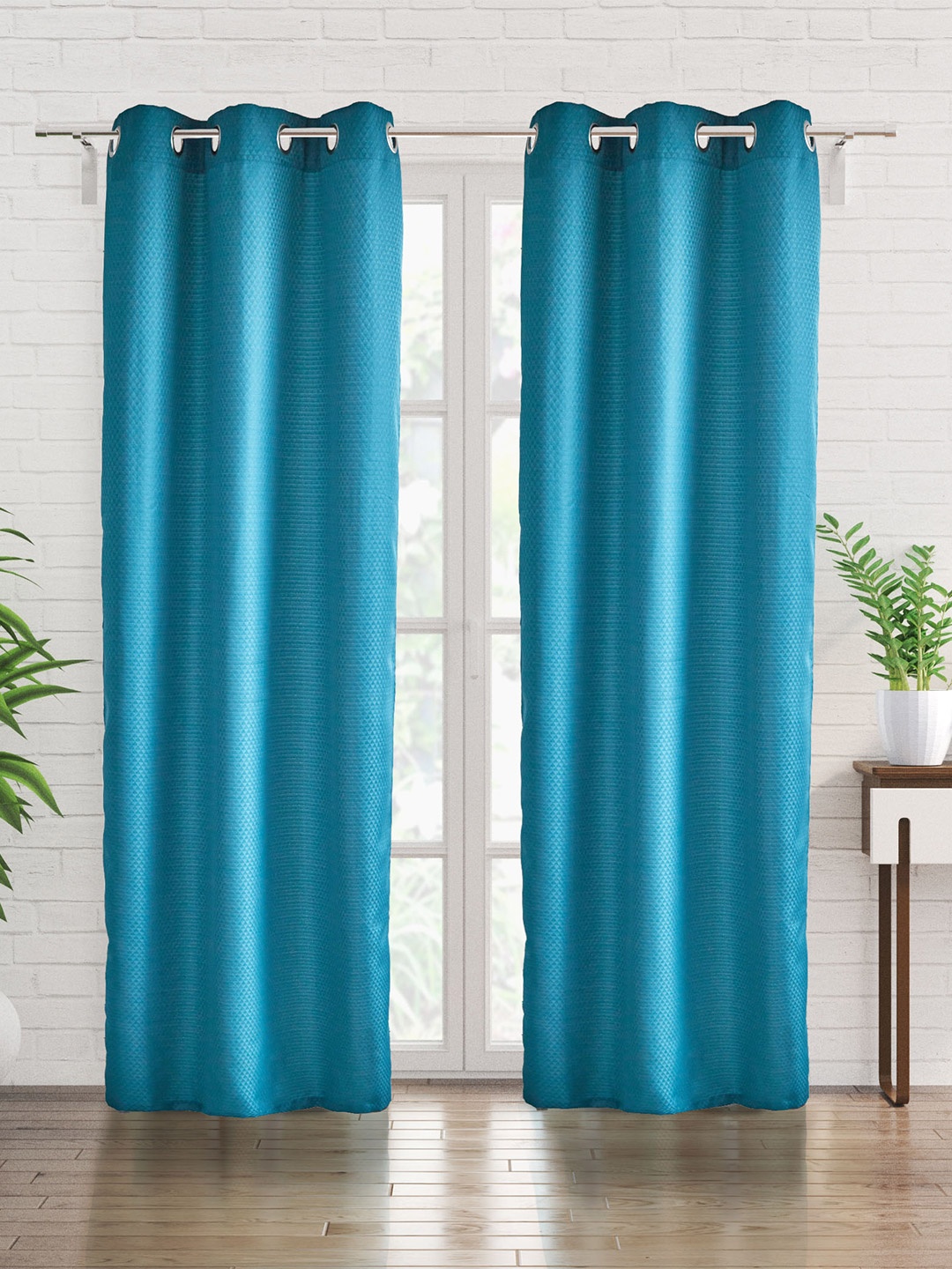 

Home Centre Sierra Blue 2 Pieces Blackout Geometric Door Curtains