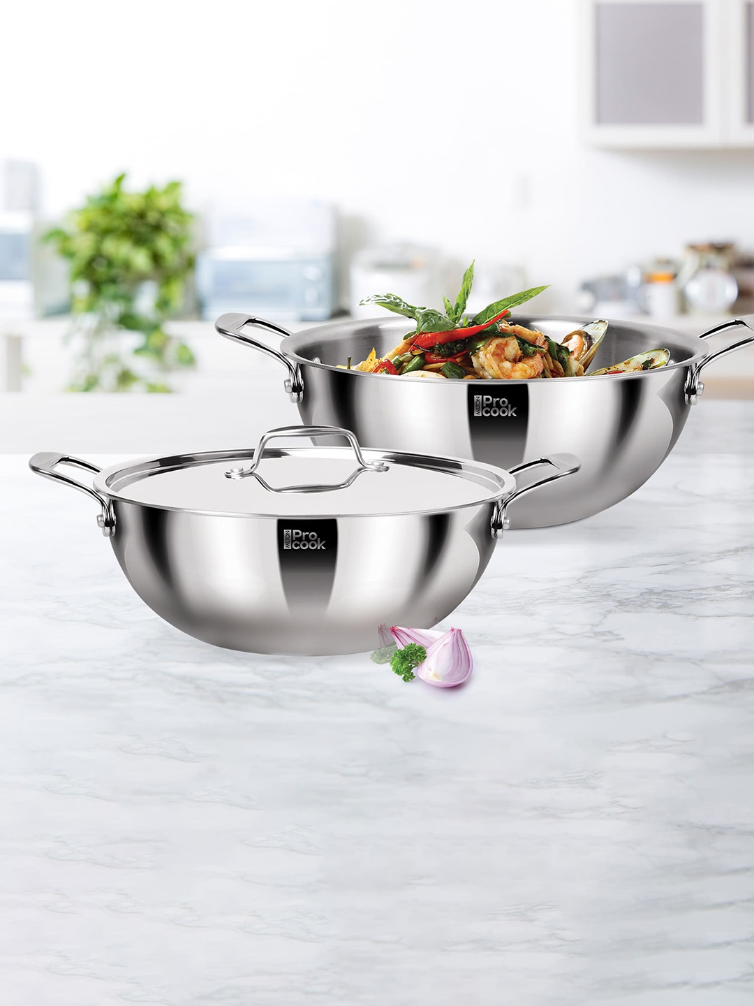 

Milton Pro Cook Triply Deep Kadhai with Stainless Steel Lid - 4.5 Litres- 26 cm, Silver