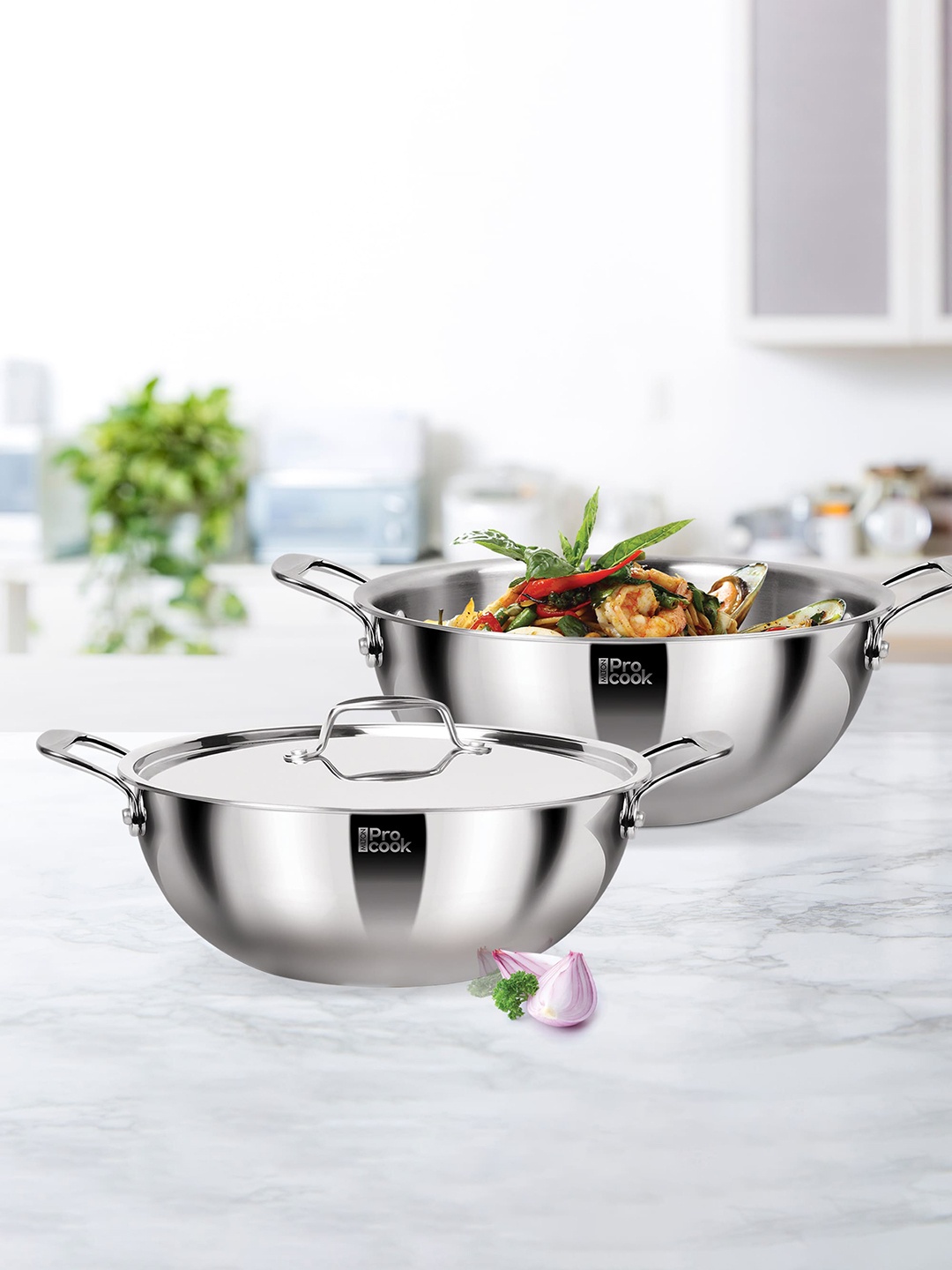 

Milton Silver-Toned Pro Cook Triply Deep Kadhai with Stainless Steel Lid 3.6 L - 24cm