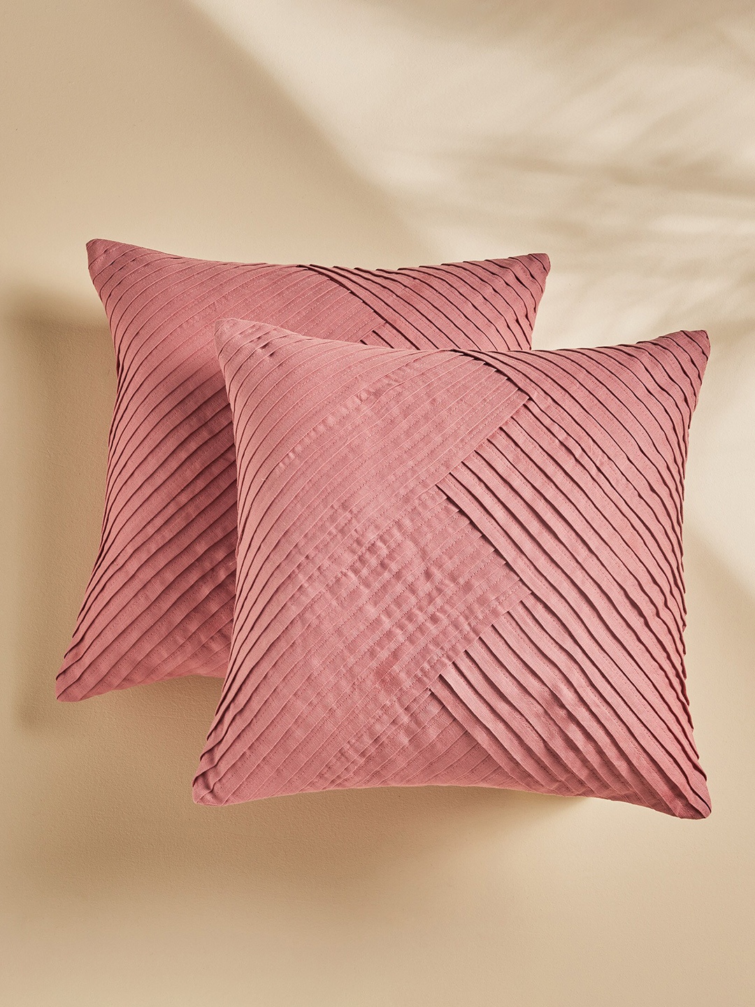 

Home Centre Hello Spring Brown 2 Pieces Striped Cotton Square Cushion Covers
