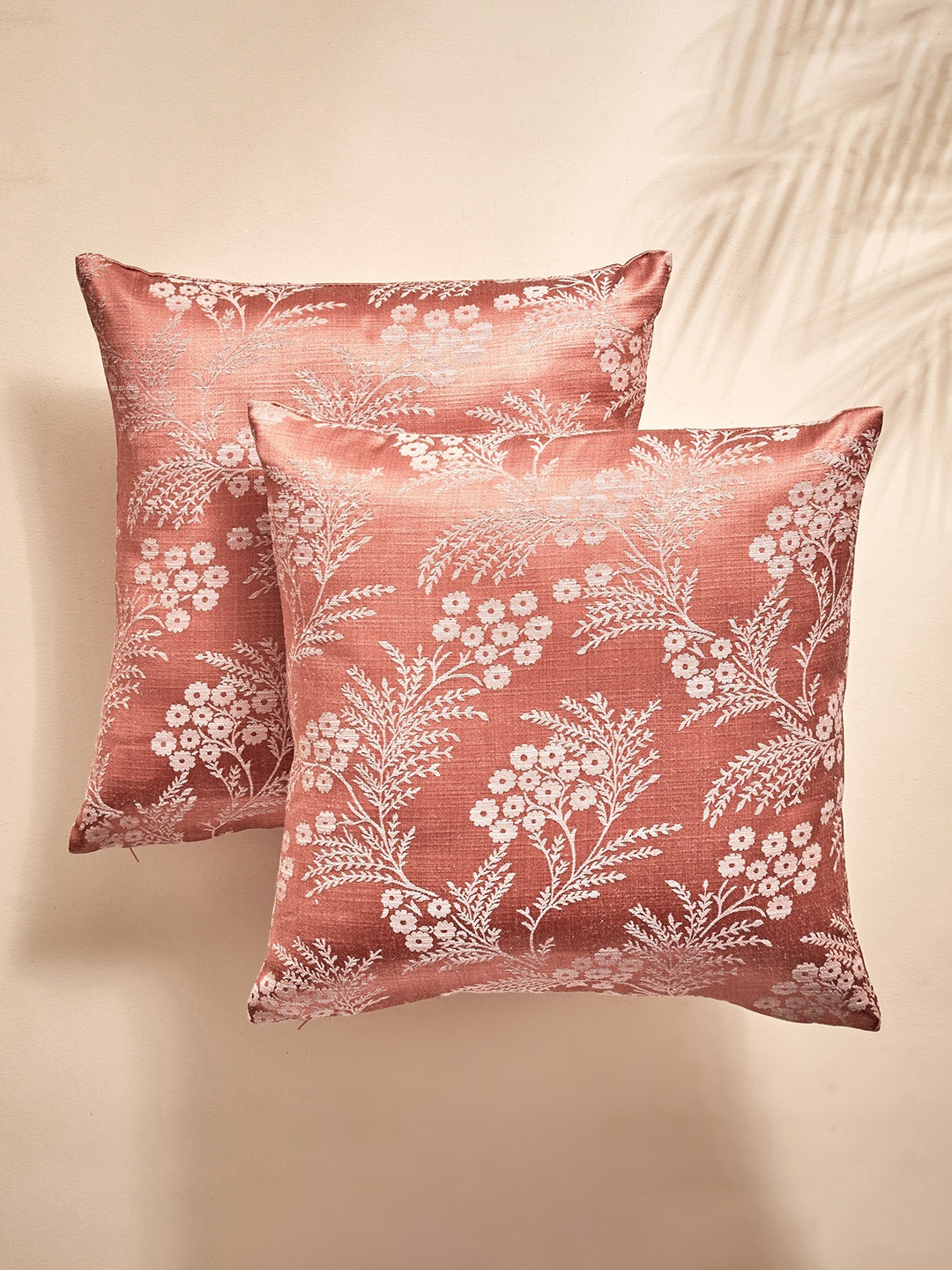 

Home Centre Fiesta Orange 2 Pieces Floral Jacquard Square Cushion Covers