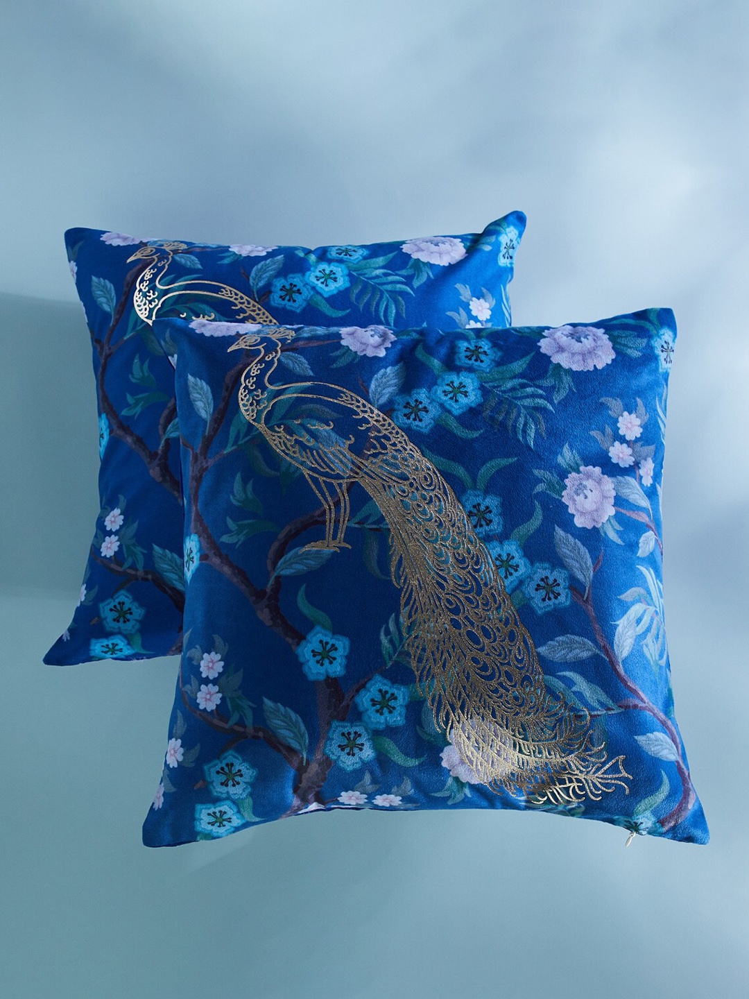 

Home Centre Corsica Mayur Blue & Grey 2 Pieces Floral Square Cushion Covers