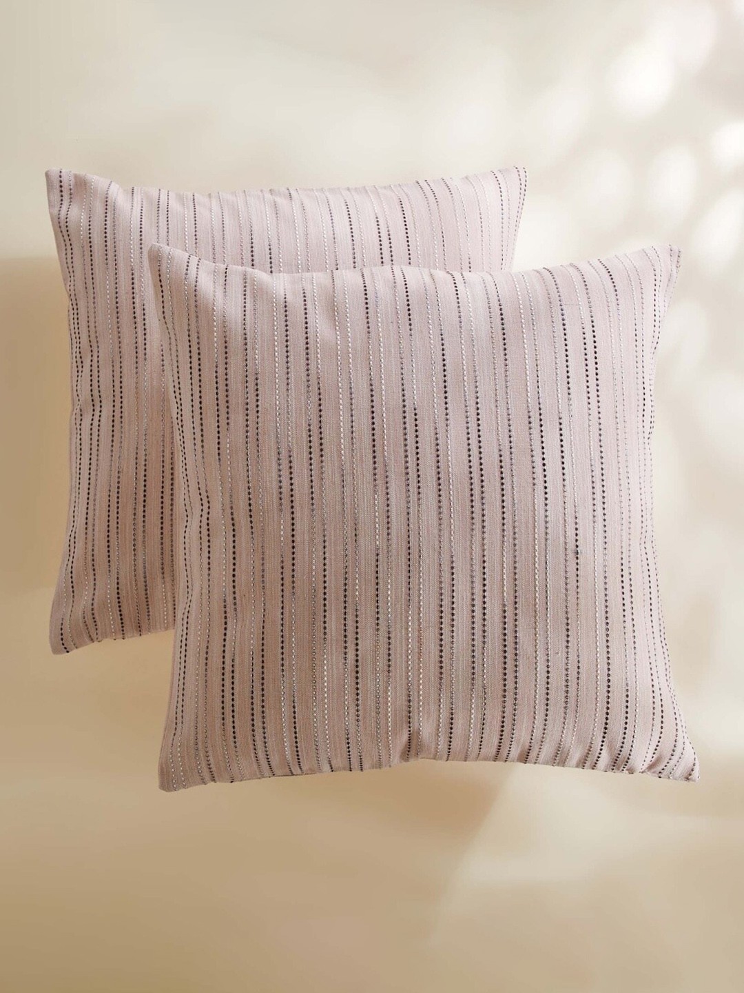 

Home Centre Fiesta Beige & Black 2 Pieces Striped Square Cushion Covers