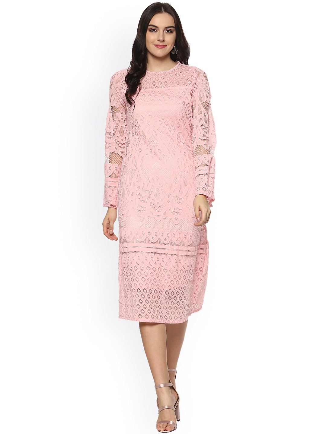

StyleStone Women Pink Self Design A-Line Dress