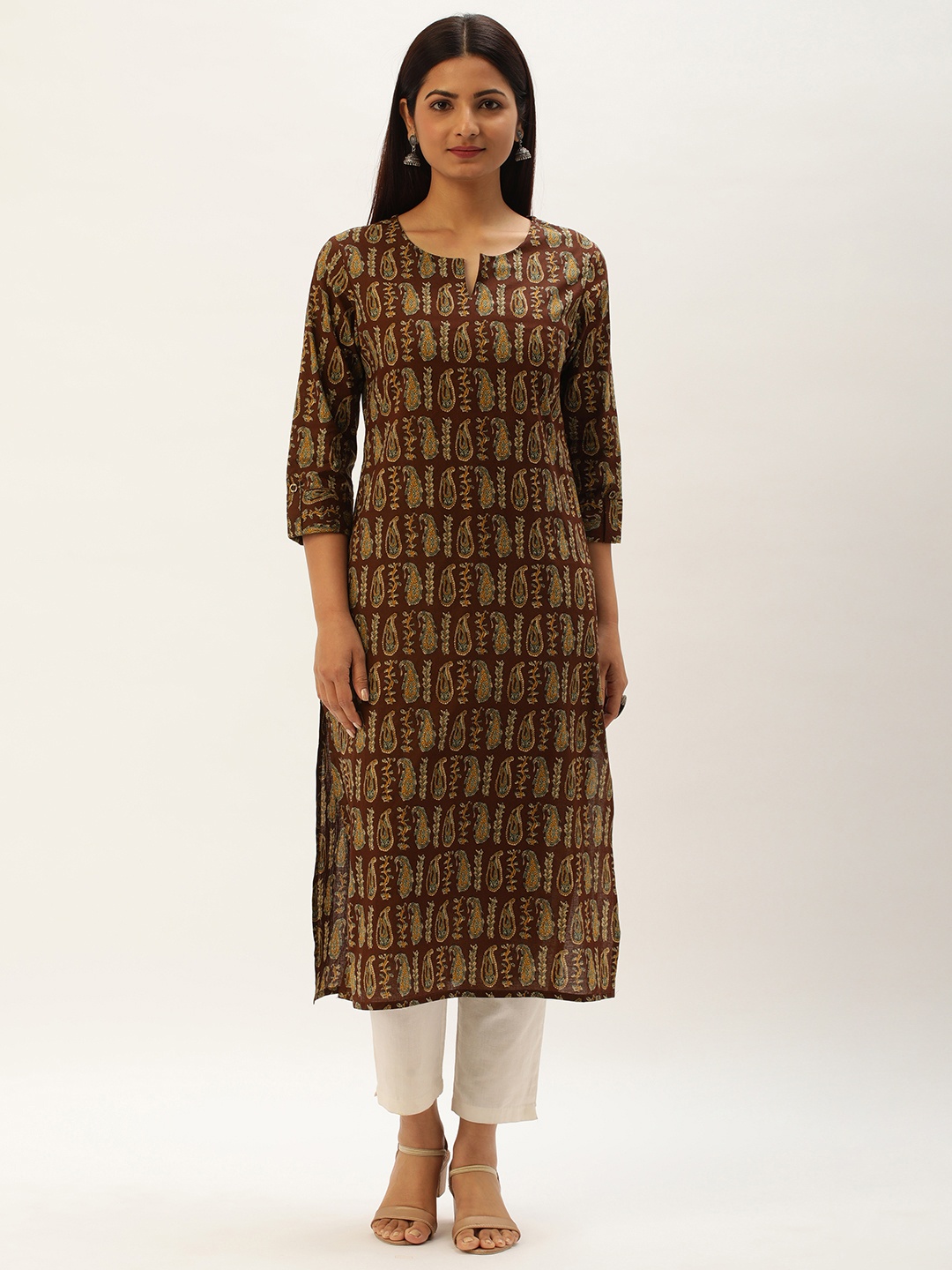 

AMUKTI Women Paisley Printed Straight Kurta, Maroon