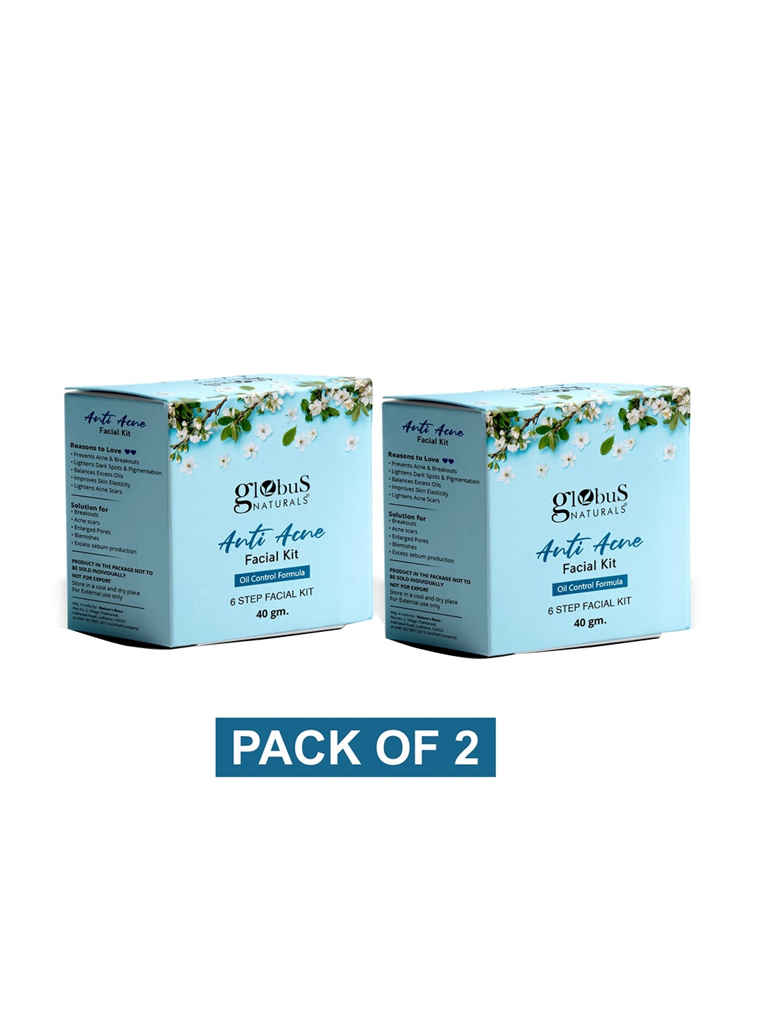 

Globus naturals Set of 2 Anti-Acne Facial Kit with Turmeric & Neem Oil - 40 g each, Blue