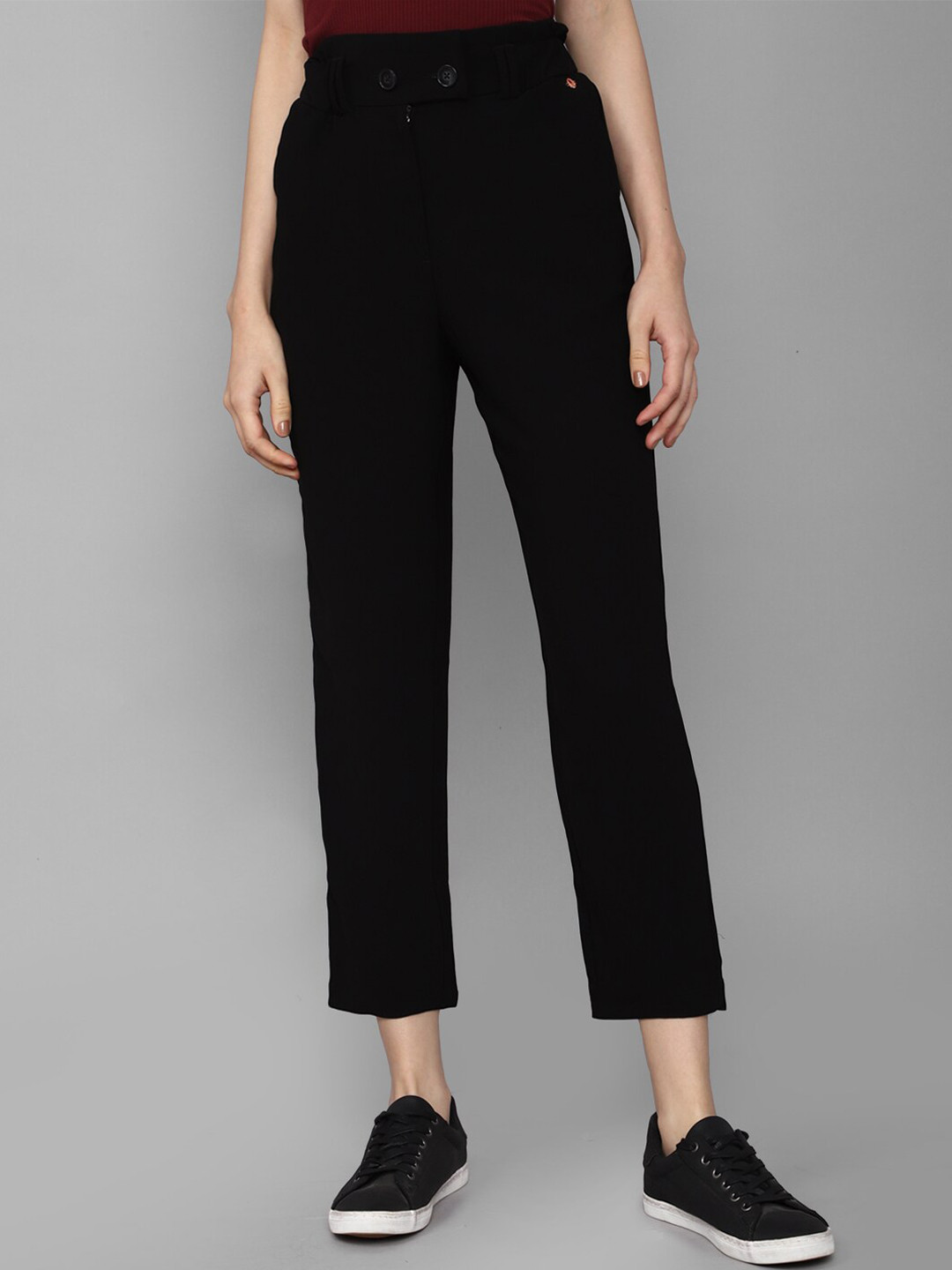 

Allen Solly Woman Mid-Rise Trousers, Black