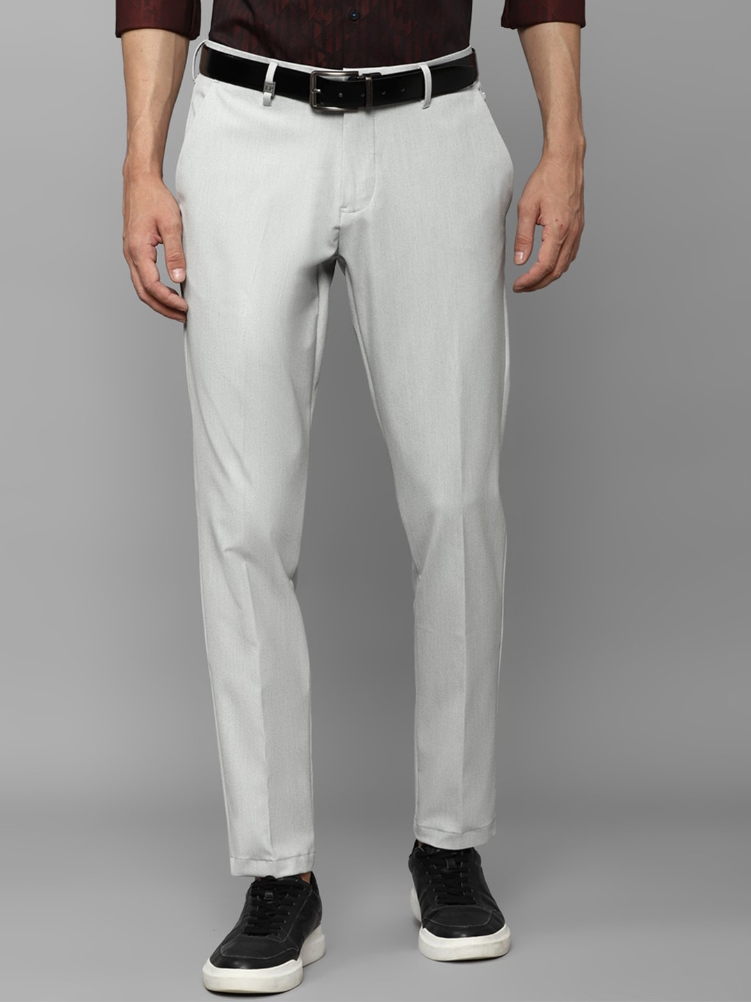 

Louis Philippe Sport Men Textured Mid-Rise Slim Fit Trousers, Grey