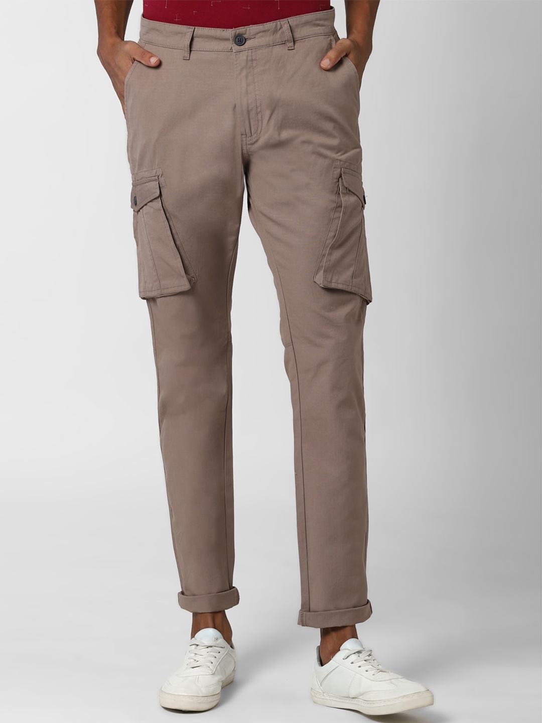 

Peter England Casuals Mid Rise Pure Cotton Cargos, Brown