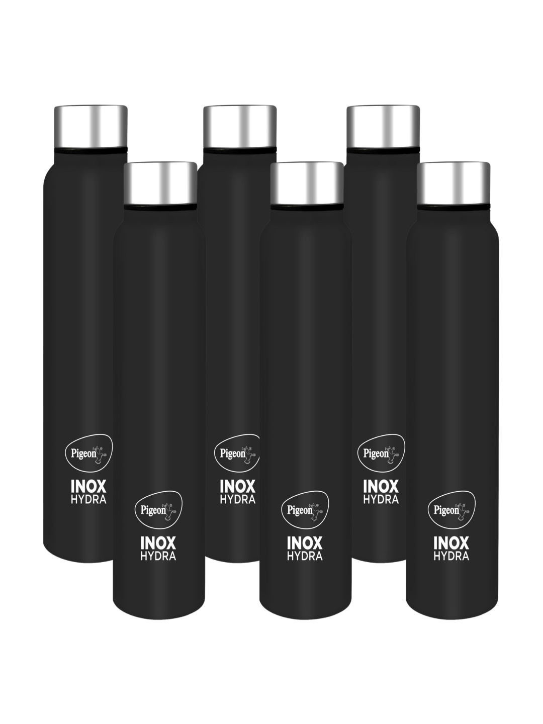 

Pigeon Hydra Plus 6-Pcs Black Printed Stainless Steel Water Bottle 900 Ml