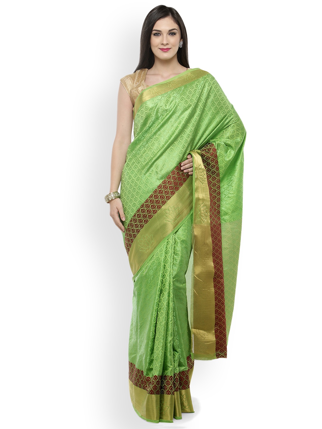 

Kvsfab Green Woven Design Silk Cotton Saree