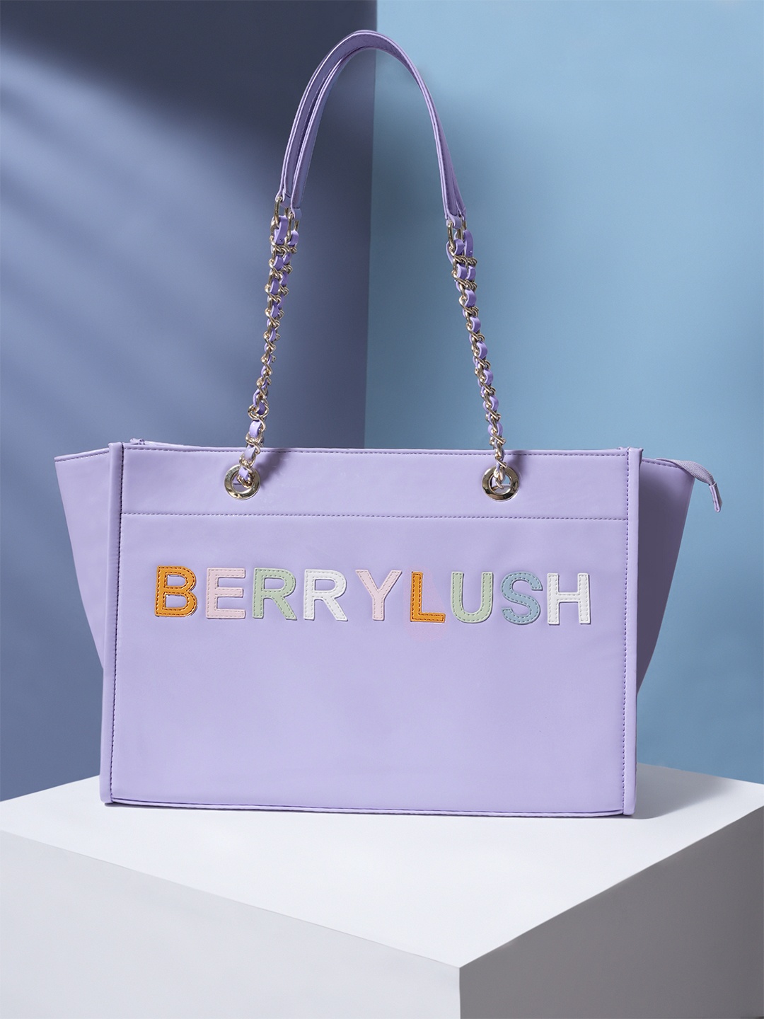 Berrylush Purple PU Structured Oversized Shoulder Bag