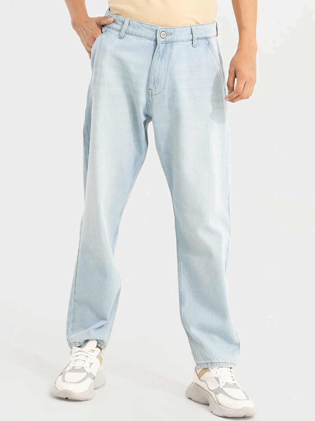 

Snitch Men Relaxed Fit Clean Look Low Distress Stretchable Cotton Jeans, Blue
