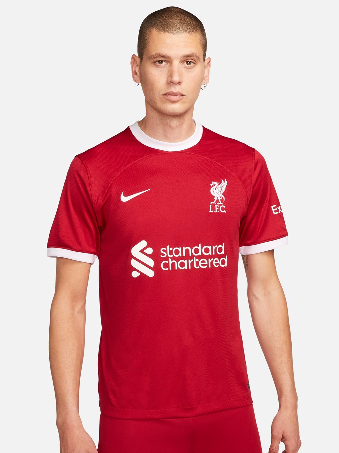

Nike Liverpool F.C. 2023/24 Stadium Home Dri-FIT Football T-Shirt, Red