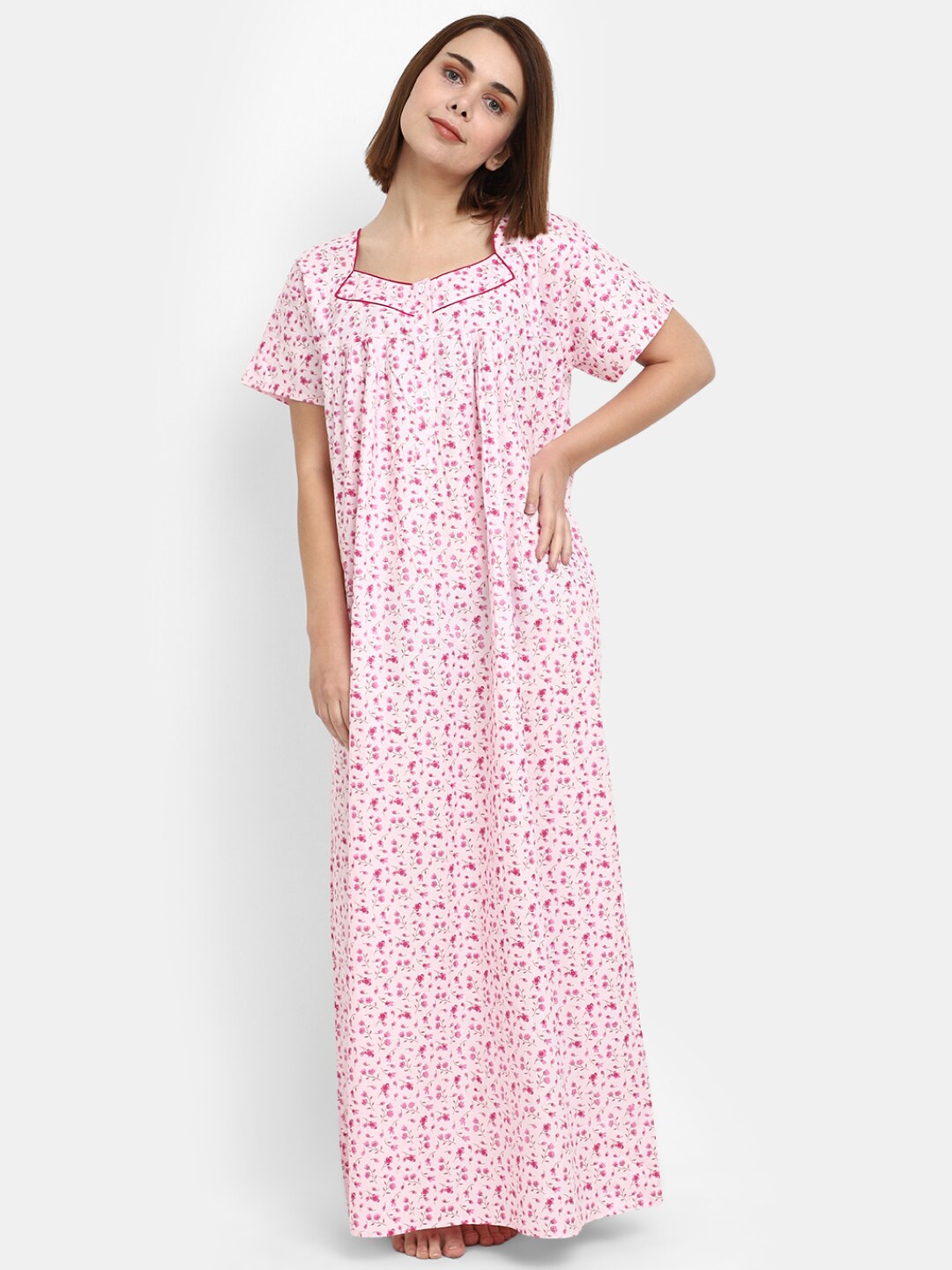 

V-Mart Printed Maxi Nightdress, Pink