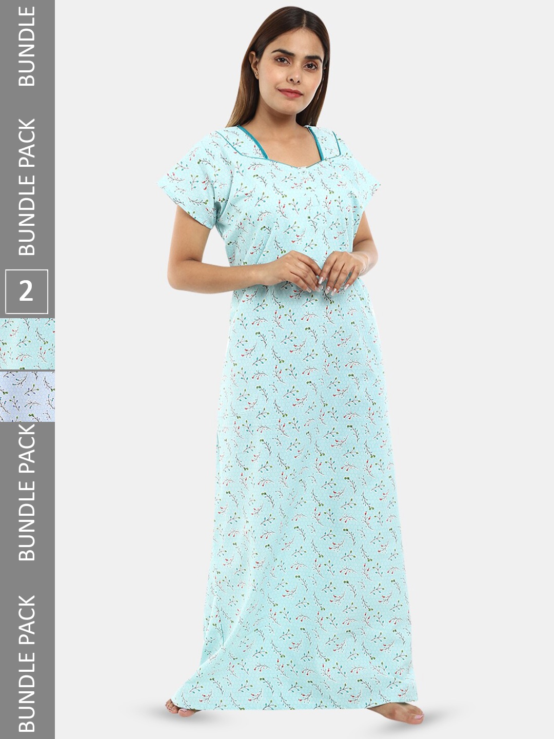 

V-Mart Printed Maxi Nightdress, Blue
