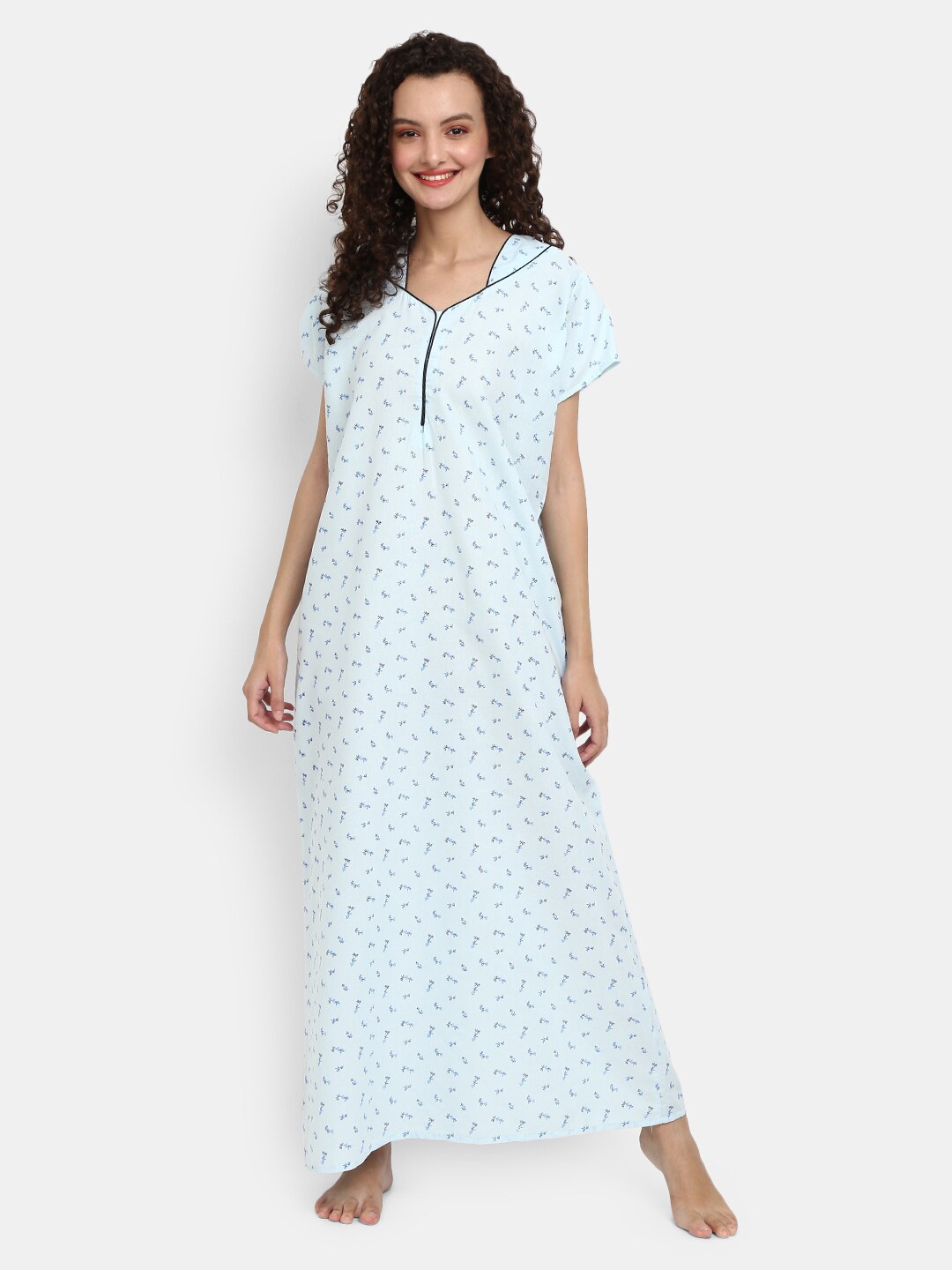 

V-Mart Printed Maxi Nightdress, Blue