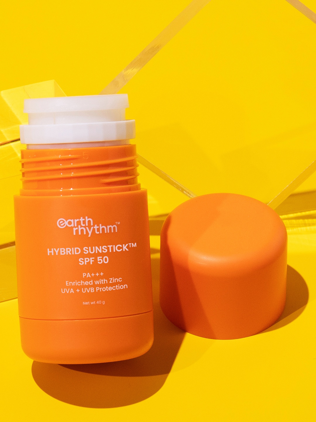 

Earth Rhythm SPF 50 PA++++ Non Sticky Hybrid Sunstick Sunscreen with Vitamin E - 40 g, Orange