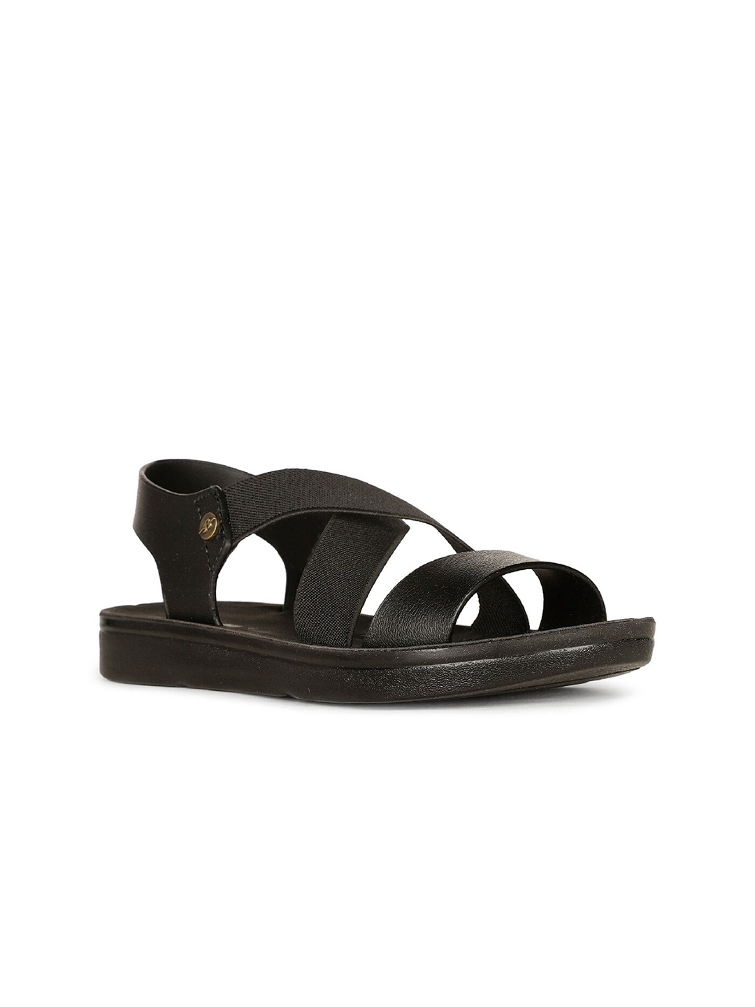

Bata Textured Open Toe Flats, Black