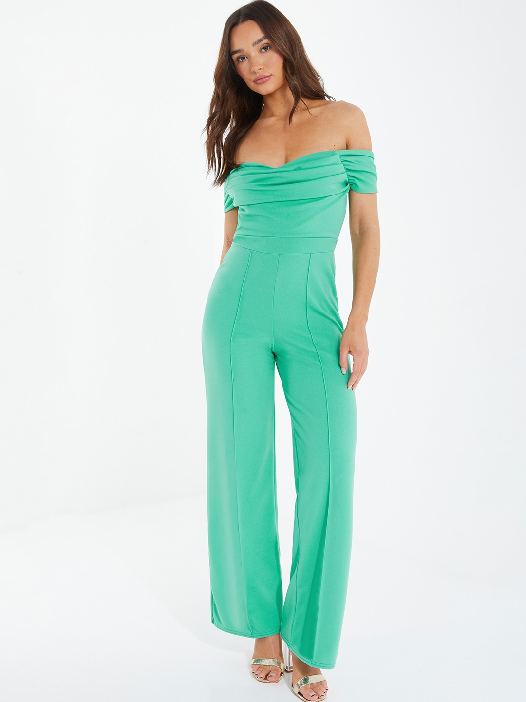 

QUIZ Off-Shoulder Basic Jumpsuit, Green