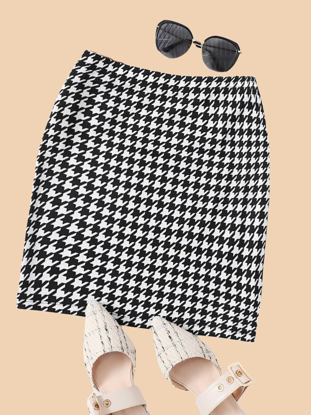 

Dream Beauty Fashion Checked Pencil Mini Skirt, Black