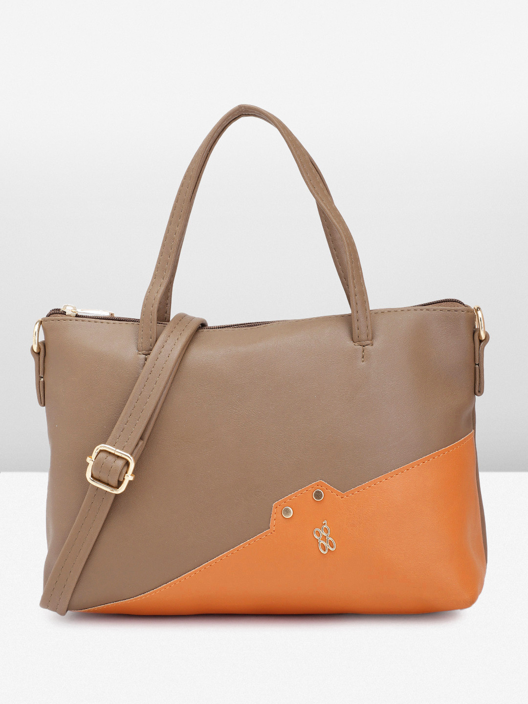 

Baggit Colourblocked PU Structured Handheld Bag, Brown